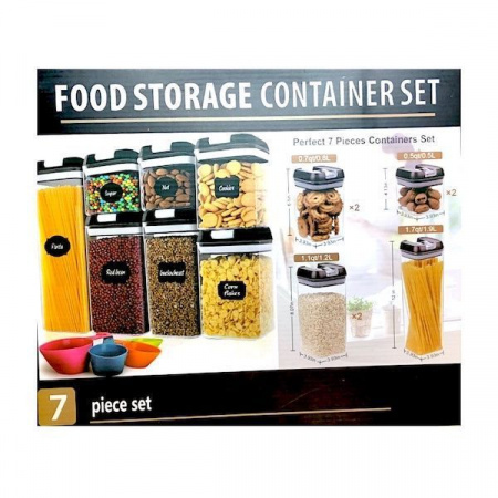 Набор 7 шт пластиковых герметичных контейнеров-баночек для хранения продуктов