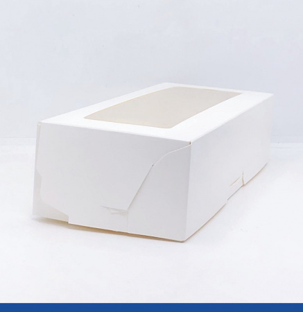 Кондитерская коробка Профи 25•10•6 см Белая с Окном (сборная)