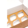 Коробка для 6 капкейков 24•17•10 см Крафт с Окном (самосборная) | упак. 5-50 шт