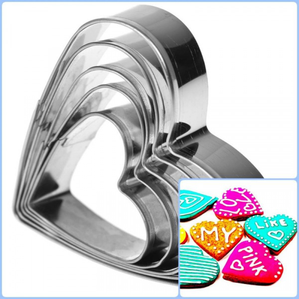 Вырубка стальная Сердца 5-8 см | Набор 5 фигур