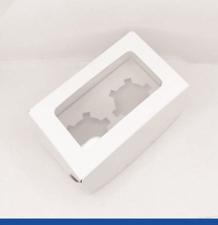 Коробка для 2-х капкейков 16•10•10 см Белая с Окном (сборная) | упак. 5-50 шт