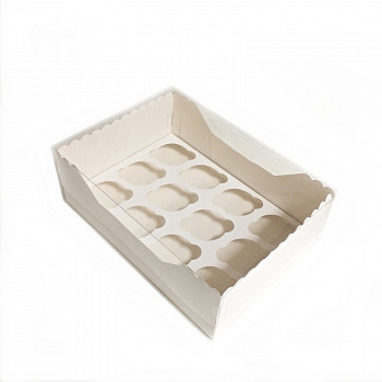 Коробка с прозрачной крышкой 12 капкейков 34*24*12 см